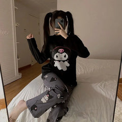 Kawaii Sanrio Kuromi Two Piece Pajamas