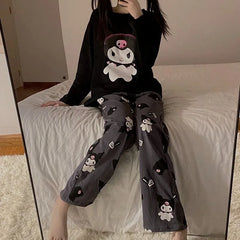 Kawaii Sanrio Kuromi Two Piece Pajamas