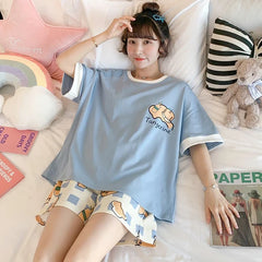 Loose Sleep Tops and Shorts Sleepwear