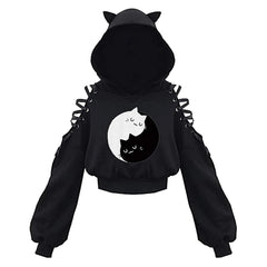 Women Long Sleeve Hoodies Kawaii Cat Ears Hoodie