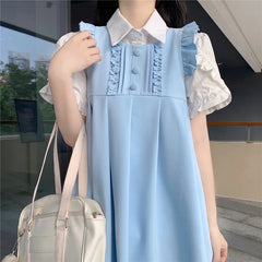 Women Kawaii Ruffles Preppy dress