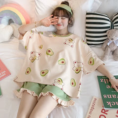 Loose Sleep Tops and Shorts Sleepwear