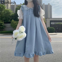 Women Kawaii Ruffles Preppy dress