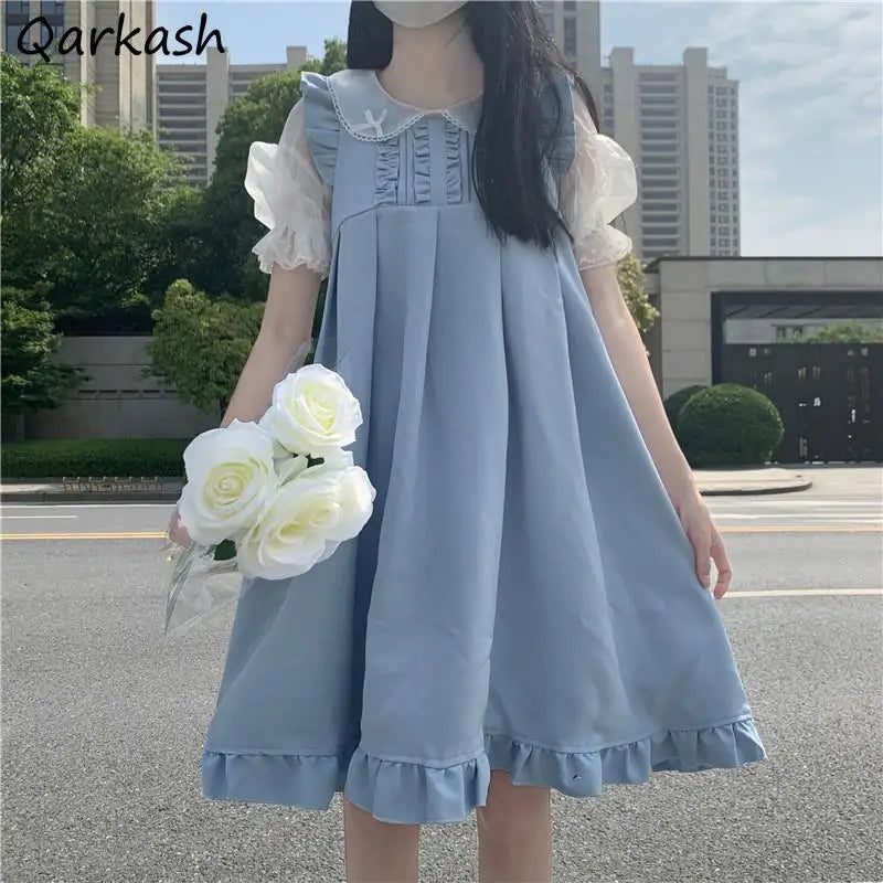 Women Kawaii Ruffles Preppy dress