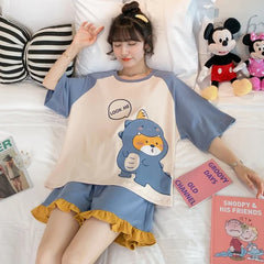 Loose Sleep Tops and Shorts Sleepwear