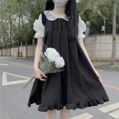 Women Kawaii Ruffles Preppy dress