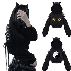Women Long Sleeve Hoodies Kawaii Cat Ears Hoodie