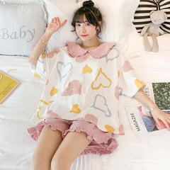 Loose Sleep Tops and Shorts Sleepwear