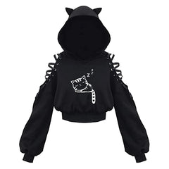 Women Long Sleeve Hoodies Kawaii Cat Ears Hoodie