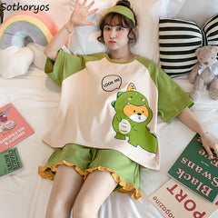 Loose Sleep Tops and Shorts Sleepwear