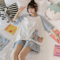 Loose Sleep Tops and Shorts Sleepwear