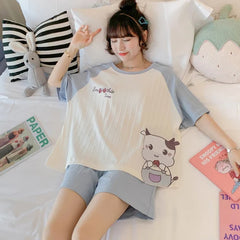 Loose Sleep Tops and Shorts Sleepwear