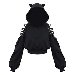 Women Long Sleeve Hoodies Kawaii Cat Ears Hoodie