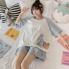 Loose Sleep Tops and Shorts Sleepwear