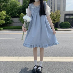 Women Kawaii Ruffles Preppy dress