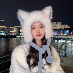 Plush Cap Cute Bomber Hat for Women