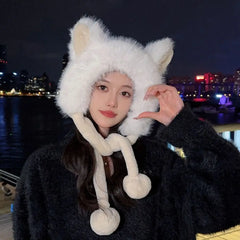 Plush Cap Cute Bomber Hat for Women