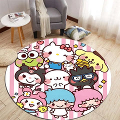 Sanrio All Character Cartoon HD Printed Round Carpet