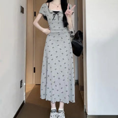 Sweet Kawaii Bow Print Lace Dress