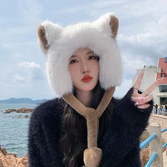 Plush Cap Cute Bomber Hat for Women