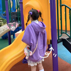 Kawaii Rabbit Ear Sweater Long Sleeve Loose Casual Embroidered Zipper Hoodie