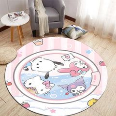 Sanrio All Character Cartoon HD Printed Round Carpet
