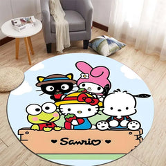 Sanrio All Character Cartoon HD Printed Round Carpet