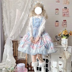 Lolita Style Square Collar Cartoon Printing Dress