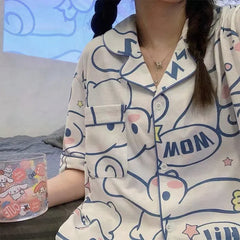 Kawaii Sanrio Kuromi Two Piece Pajamas