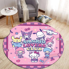 Sanrio All Character Cartoon HD Printed Round Carpet