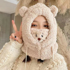 Women Cute Bear Ear Beanies Hat