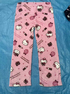 Kawaii Hello Kitty Kuromi Flannel Pajamas