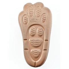 Woman paws rubber slippers