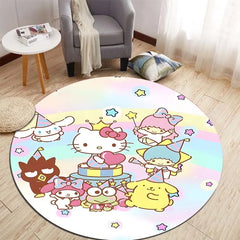 Sanrio All Character Cartoon HD Printed Round Carpet
