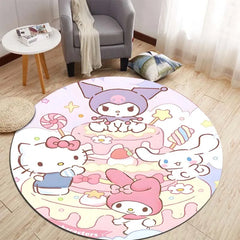 Sanrio All Character Cartoon HD Printed Round Carpet
