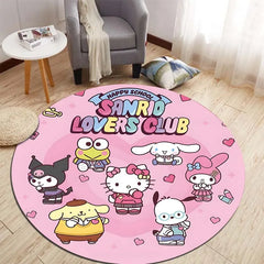 Sanrio All Character Cartoon HD Printed Round Carpet