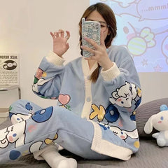 Kawaii Sanrio Kuromi Two Piece Pajamas