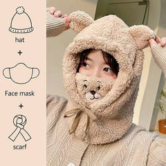 Women Cute Bear Ear Beanies Hat