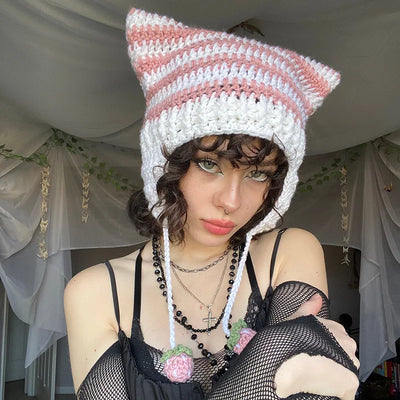 Girls Cute Knitted Cat Ear Hat
