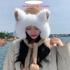Plush Cap Cute Bomber Hat for Women