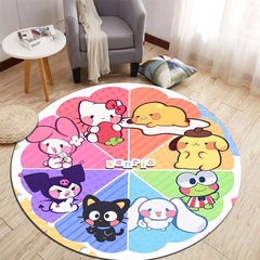 Sanrio All Character Cartoon HD Printed Round Carpet