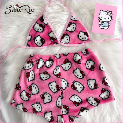 2Pcs Hello Kitty Women's Pajamas Sanrio Pajama Set Homewear