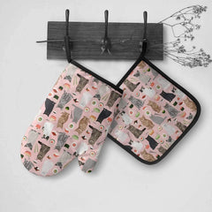 Kawaii Cat Oven Mitts and Pot Holders
