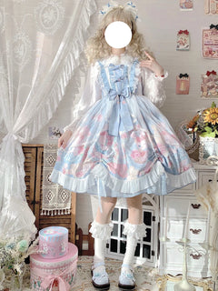 Lolita Style Square Collar Cartoon Printing Dress