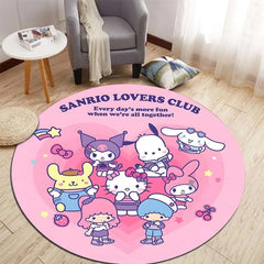 Sanrio All Character Cartoon HD Printed Round Carpet