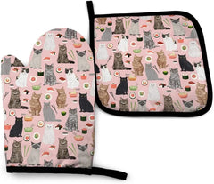 Kawaii Cat Oven Mitts and Pot Holders