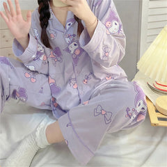 Kawaii Sanrio Kuromi Two Piece Pajamas