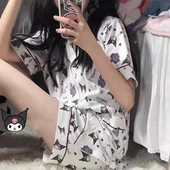 Kawaii Sanrio Kuromi Two Piece Pajamas