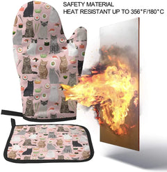 Kawaii Cat Oven Mitts and Pot Holders