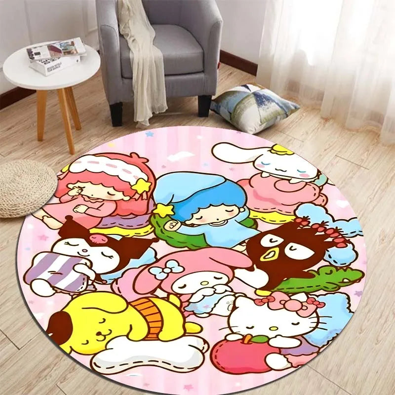 Sanrio All Character Cartoon HD Printed Round Carpet